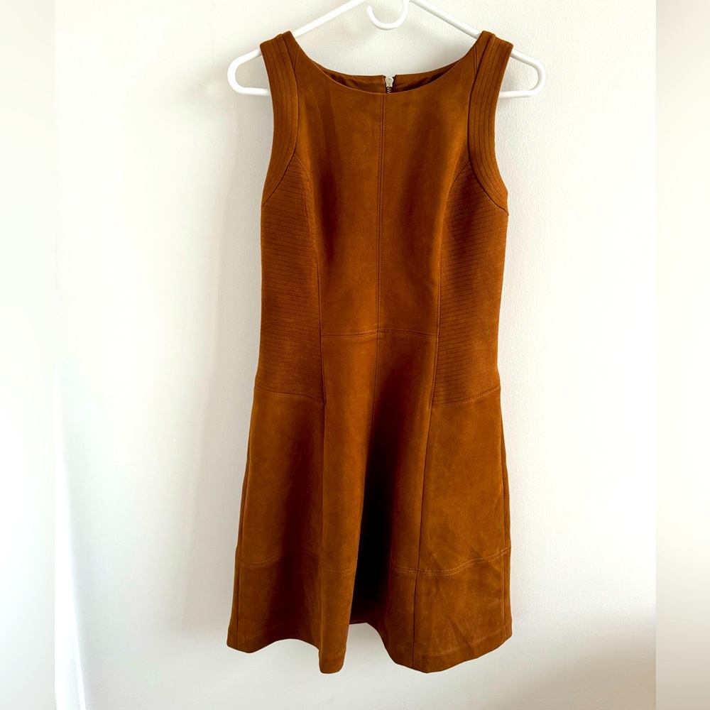 Caramel Faux Suede Shift Dress (M)